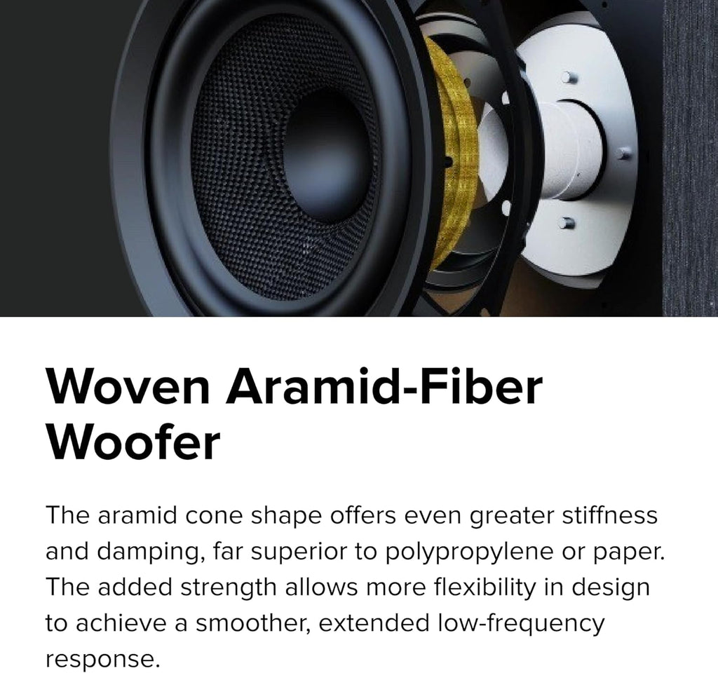 ELAC Debut 3.0 DB63-BK Bookshelf Speakers  Black Ash (Pair) - 1” Aluminum Dome Tweeter & 6.5” Aramid Fiber Woofer - 2-Way Bass Reflex - 42Hz to 38KHz Response