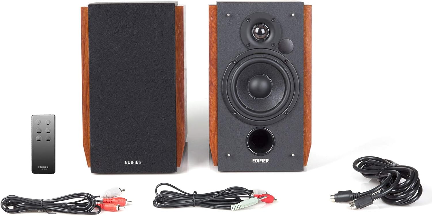 Edifier R1700BT Bluetooth Bookshelf Speaker - Active Near-Field Studio Monitors - Powered Speakers 2 Setup Wooden Enclosure - 66w RMS