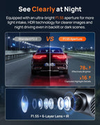 70mai 4K Dash Cam Front and Rear  Built in Wi-Fi 6 & GPS Car Camera  Super Night Vision  ADAS  3'' IPS Screen  24H Parking Mode  Time-Lapse  Loop Recording  with 128GB Card (A800SE)