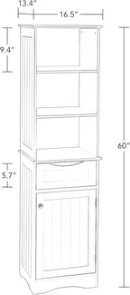 RiverRidge, Gray Ashland Bathroom Freestanding Storage Cabinet with Three Open Shelves and Drawer, Size