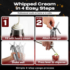 Chef Master (2 Pint / 1 Liter) Aluminum Whipped Cream Dispenser - Decorating Tips for Desserts, Coffee, Latte + Cleaning Brush - Whip Cream Dispenser Canister for Home, Bakery or Restaurant - 90077