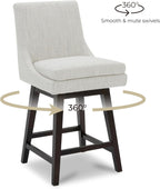 CHITA Bar Stools Set of 2, Counter Height Swivel Barstools, FSC Certified Morden Upholstered Fabric Counter Chairs with Back Support, 26.8" H Seat Height, Fabric in Ivory