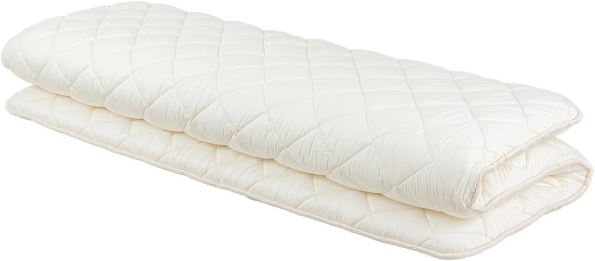 FULI Japanese Futon, King Size, White - Foldable Shikibuton Floor Bed - Medium Firm Quilted Cotton Sleeping Pad, Portable Roll-Up Japanese Floor Bed for Guests & Small Spaces