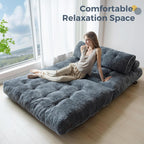 MAXYOYO Folding Sofa Bed, Convertible Sleeper Chair with Pilow Foldable Mattress with Back Support, Portable Fold Out Chair Bed Comfy Floor Sofa Lounge for Living Room Bedroom, Dark Grey, Double