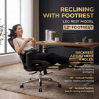 Ergonomic Office Chair with Footrest & Massage Lumbar Support – 4D Headrest & 6D Armrests, Reclining Big and Tall 400LBS Mesh Chair, Adjustable Seat Depth & Back Height, for Home Office/Gaming (Black)