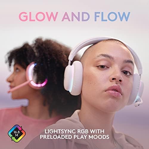Logitech G735 Wireless Gaming Headset  Customizable LIGHTSYNC RGB Lighting  Bluetooth  3.5 MM Aux Compatible with PC  Mobile Devices  Detachable Mic - White Mist