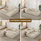 107" L-Shaped Boneless Couch, Cloud Modular Sectional Sofa with Chaise, Upholstered - No Assembly, Deep Seat, Soft Cushions & Backrest, for Living Room, Beige