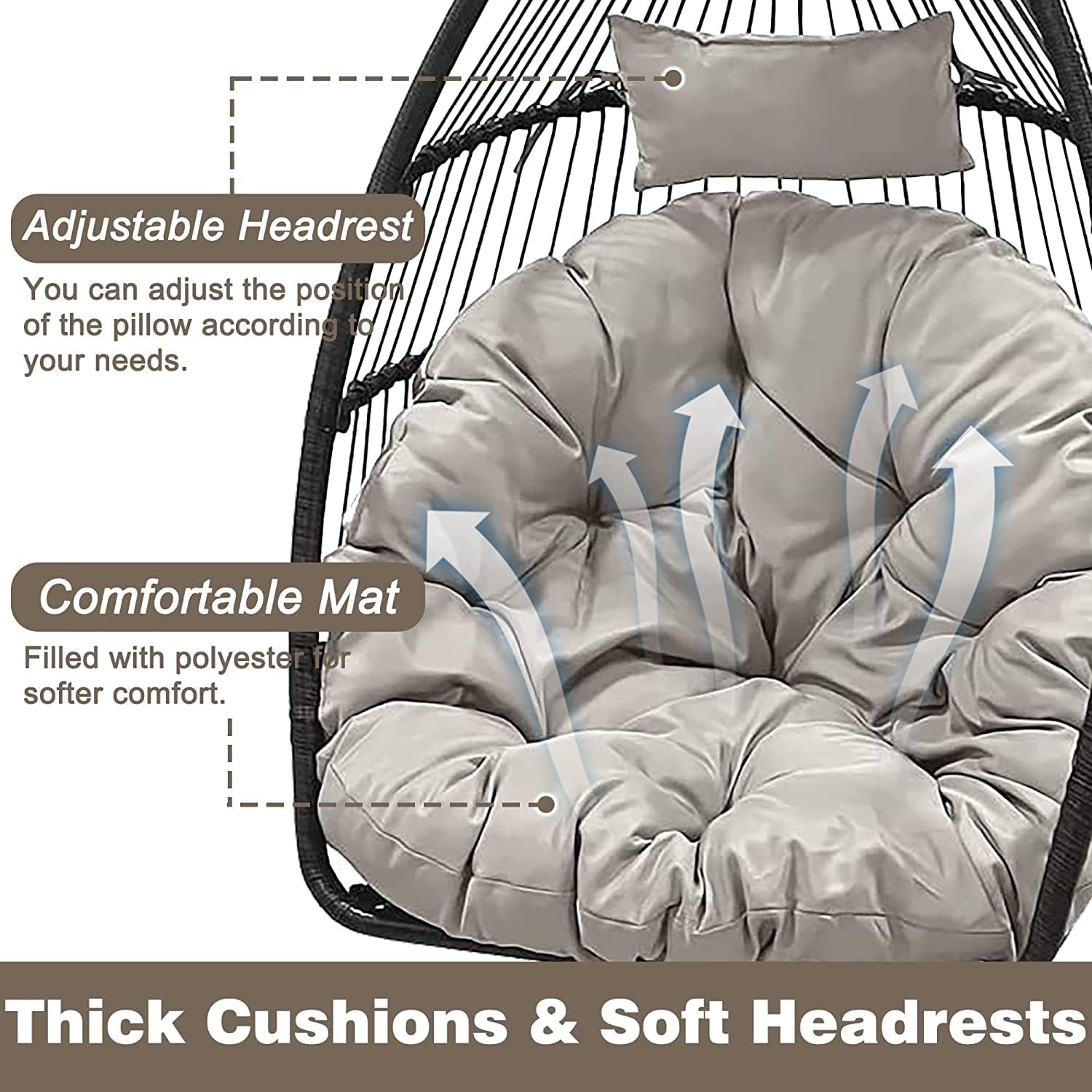 Hanging Egg Swing Chair Outdoor Hammock with Stand, Wicker Rattan Patio Chair, Swings for Adults, Chairs Outside, Patio, Bedroom, Garden & Balcony