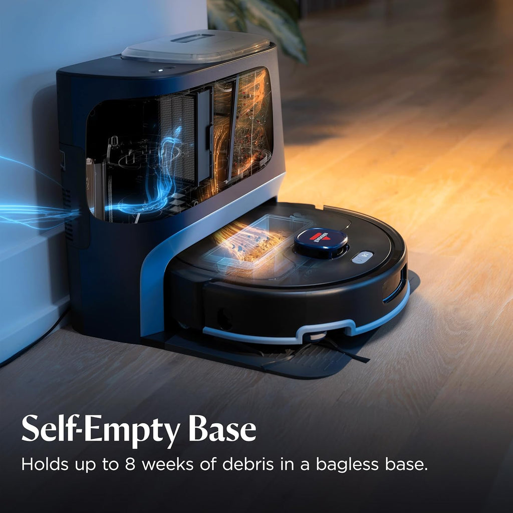 Bissell FlexClean FurForce Robot Vacuum & Mop with No Tangle Pet Brush Roll, LiDAR Navigation & Liftable Pad for Pet Hair Removal on Hard Floors & Rugs, 180min Runtime 60-Day Dust Collection, 4270L