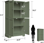 ChooChoo Bathroom Floor Cabinet, Modern Bathroom Storage Cabinet with 4 Doors and Adjustable Shelves, Freestanding Cupboard for Living Room, Green