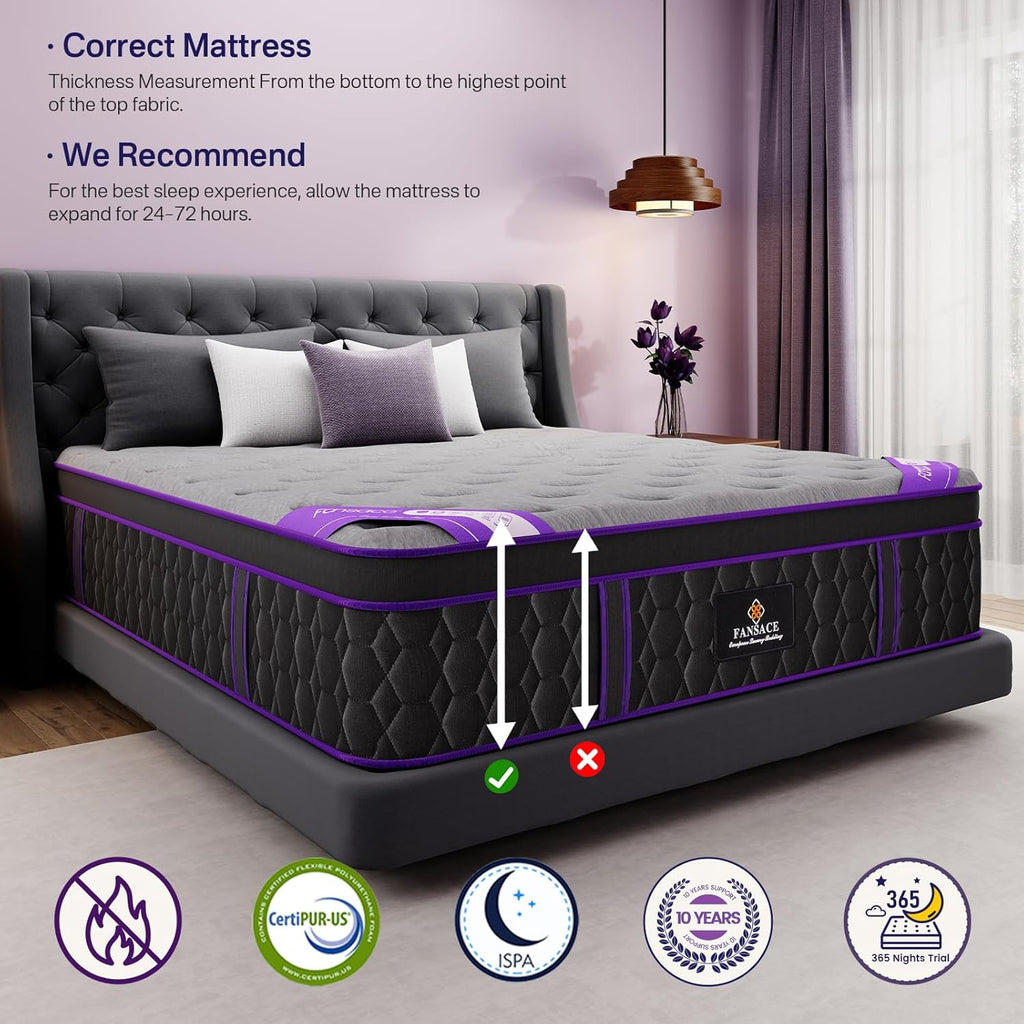 Full Size Mattress, 12 Inch Deluxe Hybrid Full Mattress in a Box, Cooling-Gel Memory Foam & Pocket Springs, Medium Firm, Pressure Relief, Extra Edge Support, 365-Night Trial (2026 Upgraded Support)