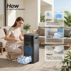 24" Windowless Portable Air Conditioner, 15H Timer & 120°Oscillation, 3-IN-1 Portable AC Unit with Remote, 2-Gal Tank, 3 Modes & 3 Speeds, Ultra-Quiet Ventless Swamp Cooler for Home Office, Black