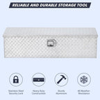 48 Inch Diamond Plate Truck Bed Tool Box with Shelf Silver