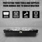 confote 60 Inch Heavy Duty Aluminum Pickup Truck Tool Box Aluminum Stripes Pattern Truck Bed RV Trailer Toolbox Waterproof Storage Organizer with Lock and Keys L-shape -Black