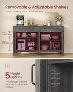 VASAGLE LIRY Collection - Buffet Cabinet, Coffee Bar Cabinet with 2 Drawers, Adjustable Shelves, Sideboard Storage with Cable Holes, Drawer Dividers, Misty Gray UBBK381GW01S