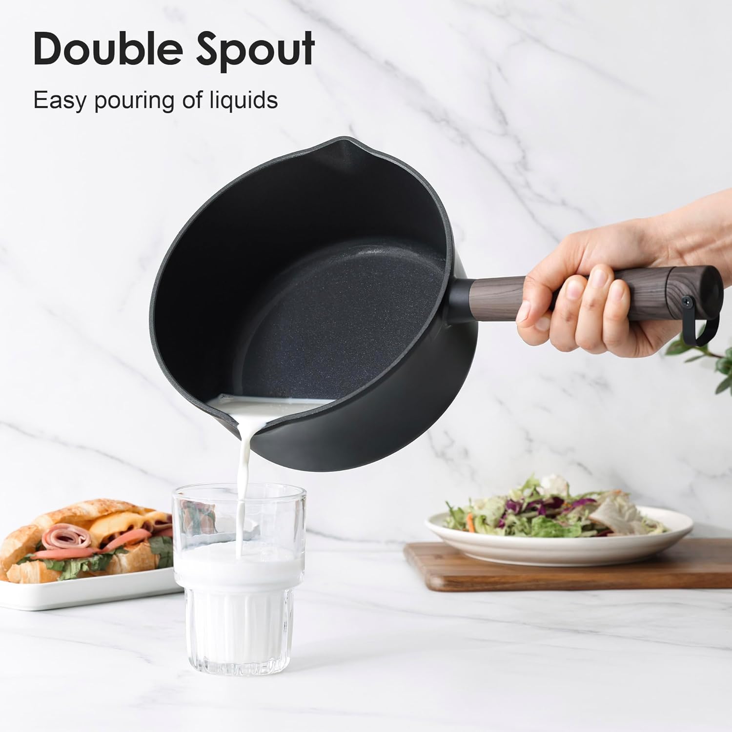 SENSARTE 14Pcs Pots and Pans Set Nonstick Cookware Set Kitchen Cooking Frying Pans with Stay-cool Handle, Dishwasher Safe, Induction Compatible, PFOA/PFOS Free, Black