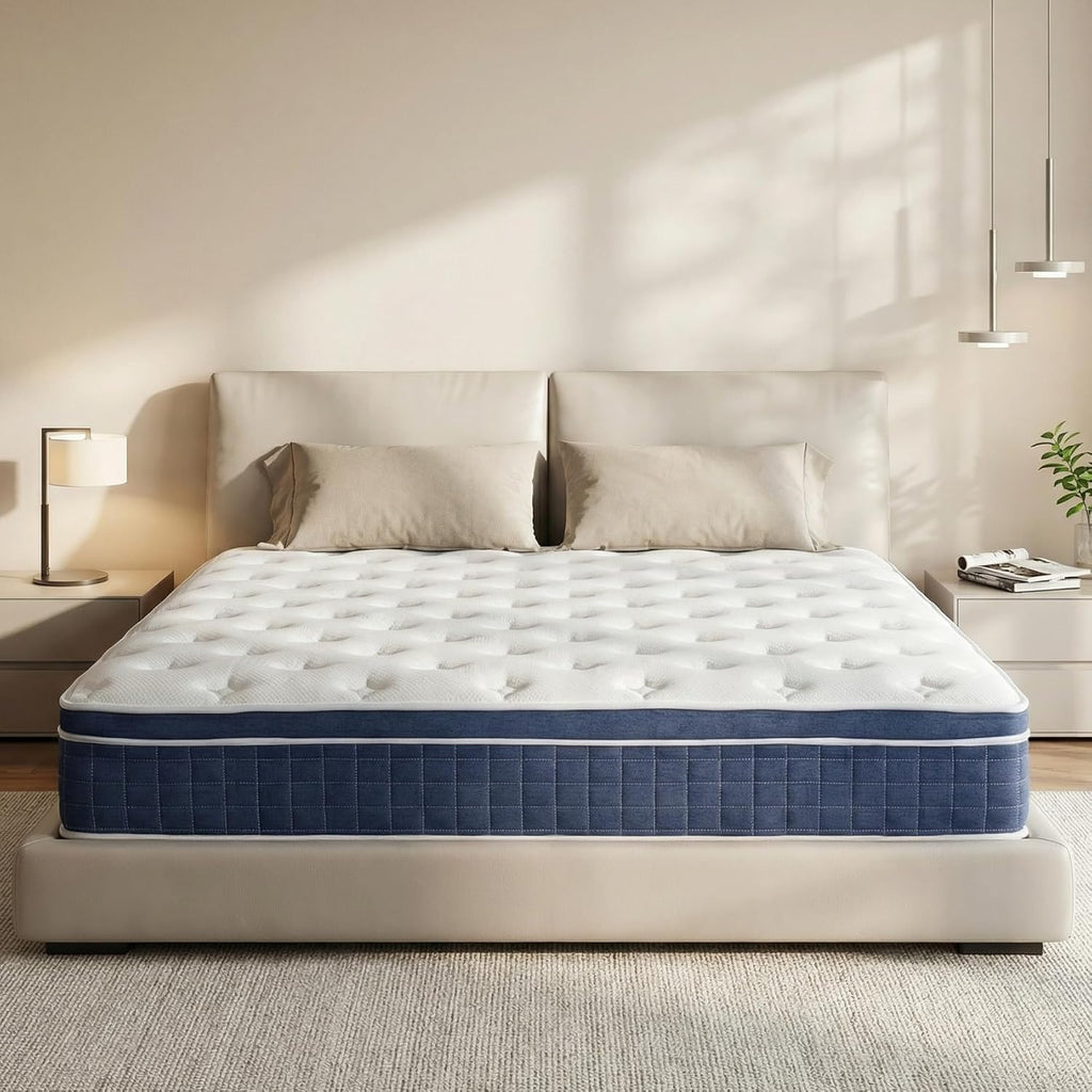 14″ King Hybrid Mattress – Cooler, Quieter & Deeper Comfort, Airflow Foam + Pocket Coils, 2″+ Plush Cushion, Heavy-Duty Support, CertiPUR-US, Fiberglass-Free, Mattress in a Box