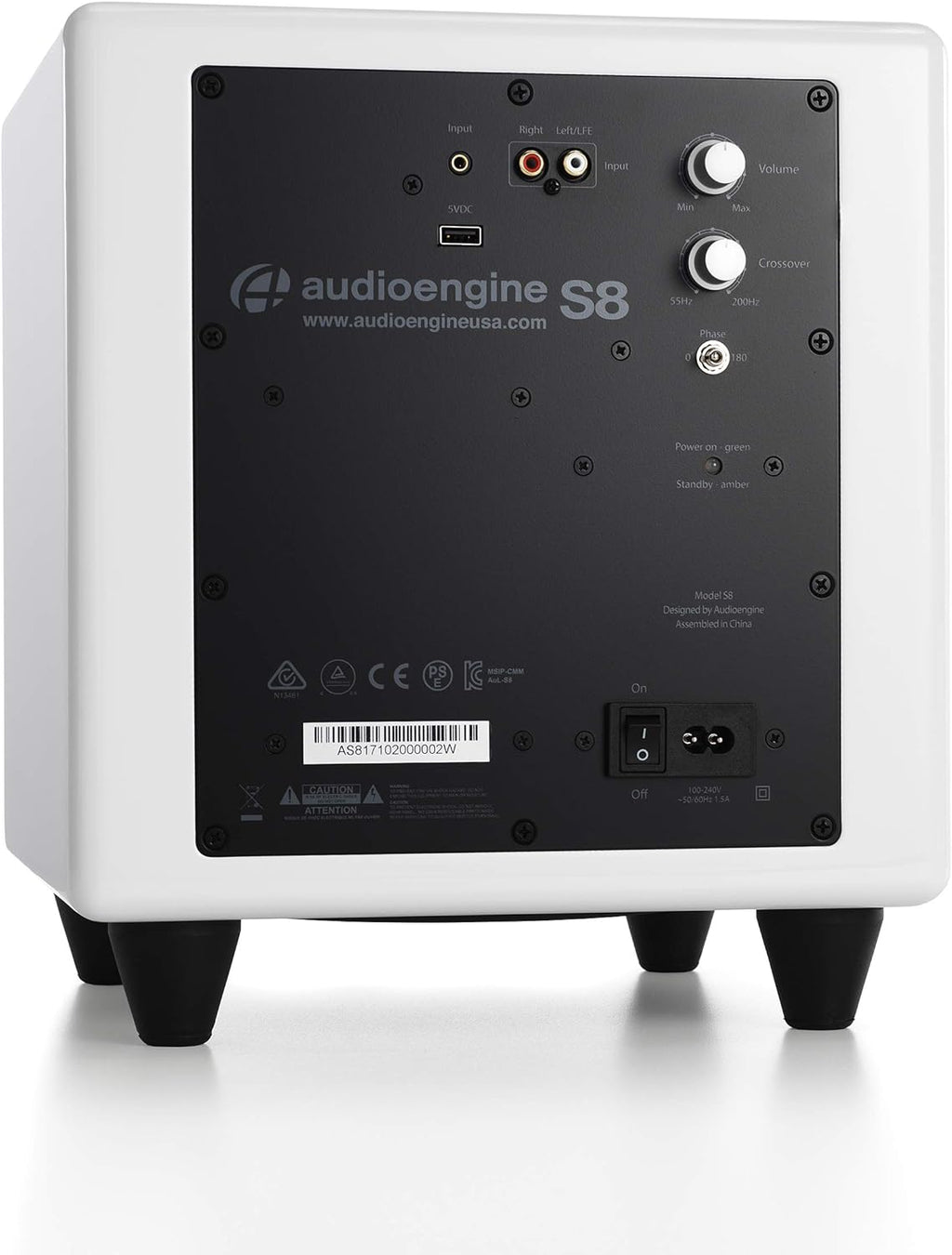 Audioengine S8 Powered Subwoofer - 8 Inch Subwoofer  250W Down Firing Speakers for PC  Home Theaters  Movie Lovers & Studios  Wireless Ready with Sleep Mode