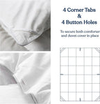 Delara King Duvet Insert – White Cotton Comforter – 100% Organic Cotton Shell and Filled All Season, Breathable, Lightweight with 8 Tabs – GOTS Certified