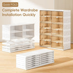 JEKO&JEKO 10-Tier Foldable Shoe Storage Box with Magnetic Doors, Large Stackable Shoe Organizer Cabinet for Entryway, Clear Front Door Shoe Boxes Hold Up to 40 Pairs (White)