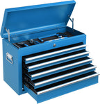Winado 24" Portable Tool Box, 5 Drawer Tool Chest with Carry Handle, Top Case, Ball Bearing Runners, Lockable Metal Hand Toolbox for Garage, Warehouse, Repair Shop & Home, Blue