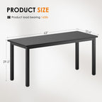 DlandHome Computer Desk, 63 Inch Home Office Desk, Gaming Writing Work from Home Study Desk with Thicken Frame & Large Legroom, Modern Simple Workstation Business Furniture for Home Office, Black