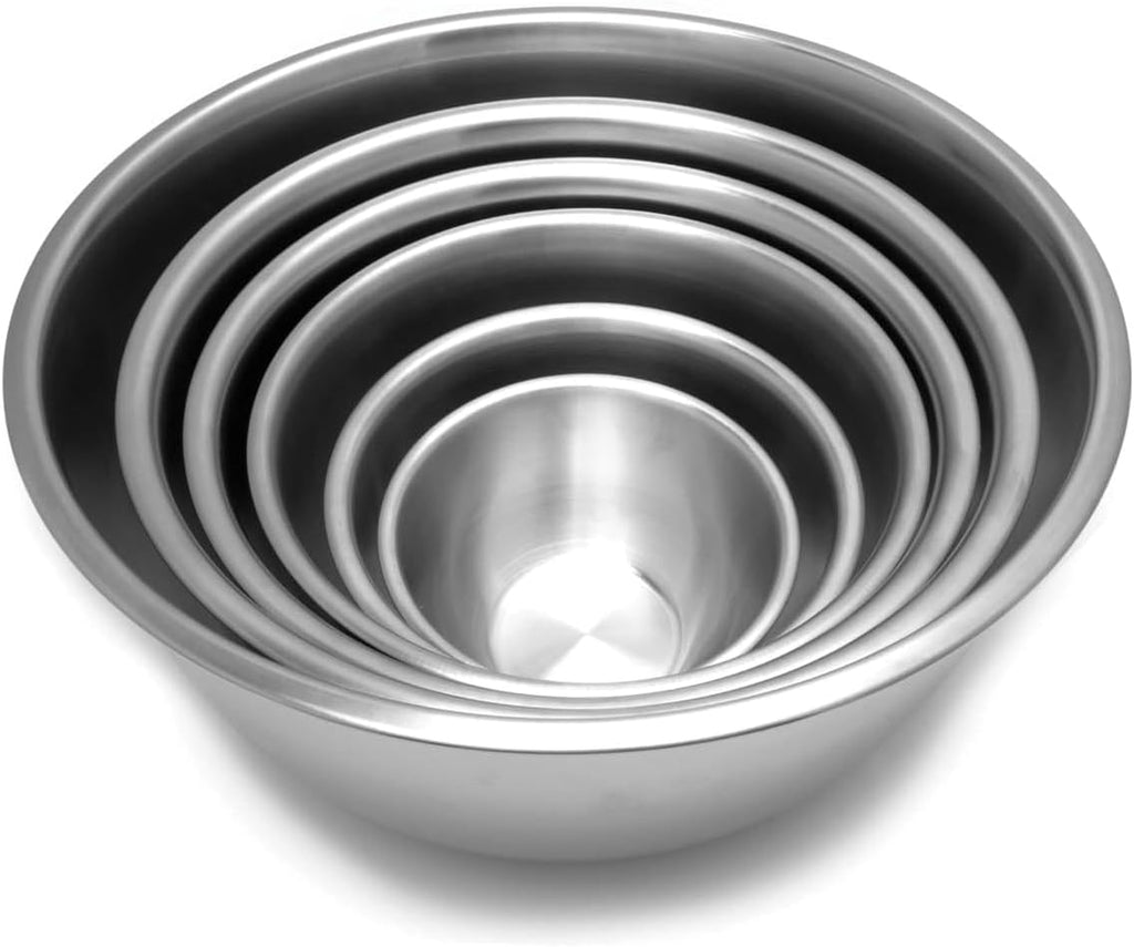 Fox Run 6-Piece Nesting Stainless Steel Polished Mirror Finish Mixing Bowls Set, 0.5, 1.25, 2.75, 4.25, 6.25 and 10.75 Quart