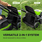Greenworks 60V 17" Brushless (Push) Mower + 60V (610 CFM) Brushless Blower  4.0Ah Battery and 3A Charger