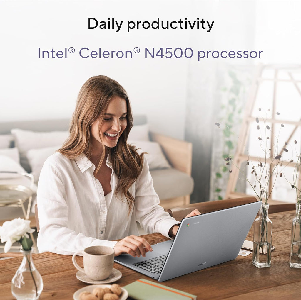 ASUS Chromebook CX15 Laptop  15.6" FHD Anti-Glare Display  Intel Celeron N4500 Processor  128GB Storage  8GB RAM  ChromeOS  Pure Grey  CX1505CKA-AS88F-PG