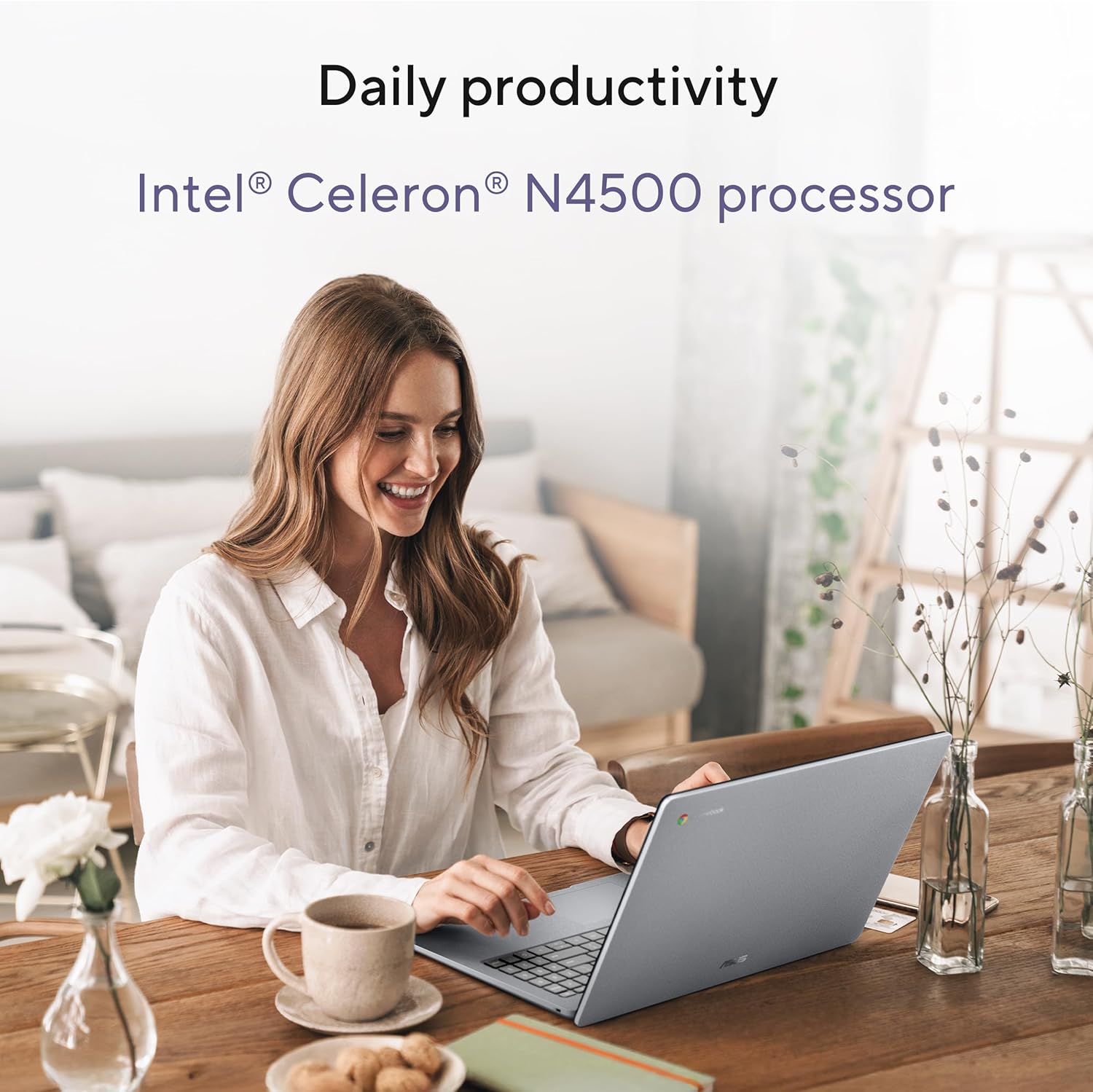 ASUS Chromebook CX15 Laptop  15.6" FHD Anti-Glare Display  Intel Celeron N4500 Processor  128GB Storage  8GB RAM  ChromeOS  Pure Grey  CX1505CKA-AS88F-PG