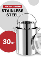 30QT Stainless Steel Turkey Fryer | Seafood & Crawfish Boiler | Basket & Waterptroof Cover Included | 50,000BTU Propane Burner | Outdoor Deep Fryers | Ideal for Frying & Boiling