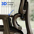 FLEXISPOT ErgoX Premium Ergonomic Office Chair with Footrest- Adjustable 3D Armrests, Dynamic Lumbar Support, Recline & Tilt Function, Mesh Seat, for Home & Office Use,Black