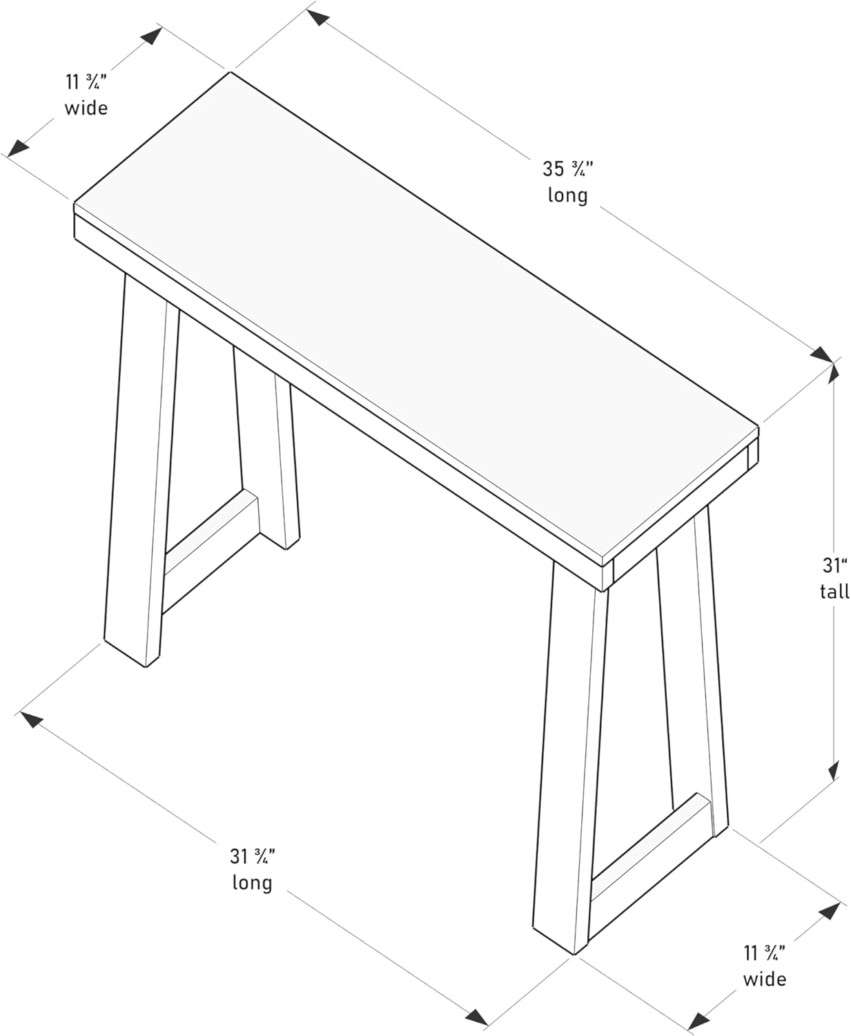 Plank+Beam Classic 36 Inch Console Table, Solid Pine Wood Entryway Table, Narrow Sofa Table for Hallway or Living Room, Seashell