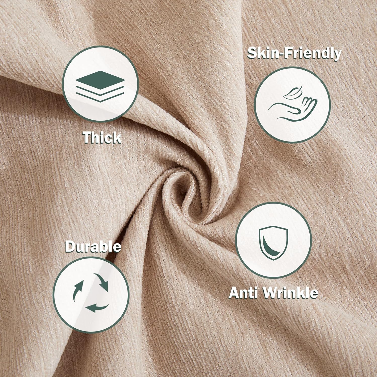 MEETSKY Sectional Couch Covers L Shape, 2 Pieces Chenille Washable Sofa Covers, Furniture Protector for Pets, Kids, Sofa Slipcover for 3-4 Cushion Couch (XX-Large, 71"x118"+91"x134", Khaki)