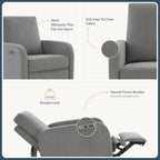 Nurture& The Porto Power Glider Recliner for Nursery | Modern Glider Chair with Power Recline | Built - in USB Charging Port | Space-Saving Design for Small Nurseries and Shared Spaces, Grey