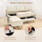 Vesgantti 108" Modular Sectional Sofa, Comfy Cloud Couch with Movable Ottoman Deep Seat Chenille L Shaped Modular Sofa, Sectional Couches for Living Room, Bedroom and Apartment, Beige