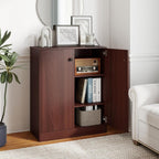 Giantex 2 Door Storage Base Cabinet - Freestanding Floor Cabinet with 3-Tier Shelf, Non-Slip Foot Pads, Kitchen Cupboard Storage Organizer for Living Room, Hallway, Entryway, Office (Brown)