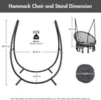 ANOW Hammock Swing with Stand Included, Outdoor Hanging Swing Chair with Stand and Removable Seat Cushion, Max 400 Lbs, Dark Grey