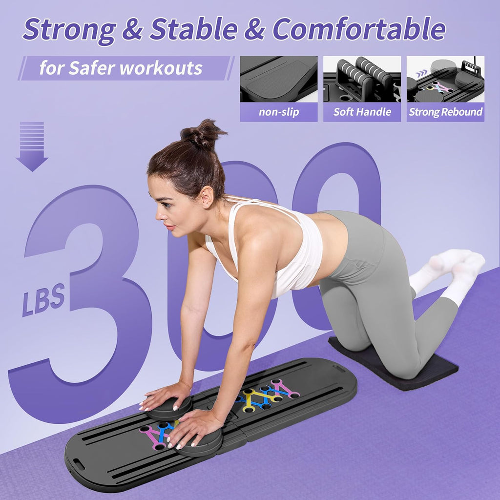 Pilates Board Reformer 15-in-1: Split & Foldable Design, Portable Home Gym with Digital Display, Resistance Bands, Balance Board for Women's Full Body & Core Training
