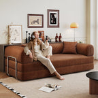 Ball & Cast 78.8" No-Assembly Compressed Sofa Bed, Convertible Floor Futon Couch with Pillow Backrest & Armrest, Boneless Modular Sleeper Sofa in Corduroy for Living Room Bedroom, Brown