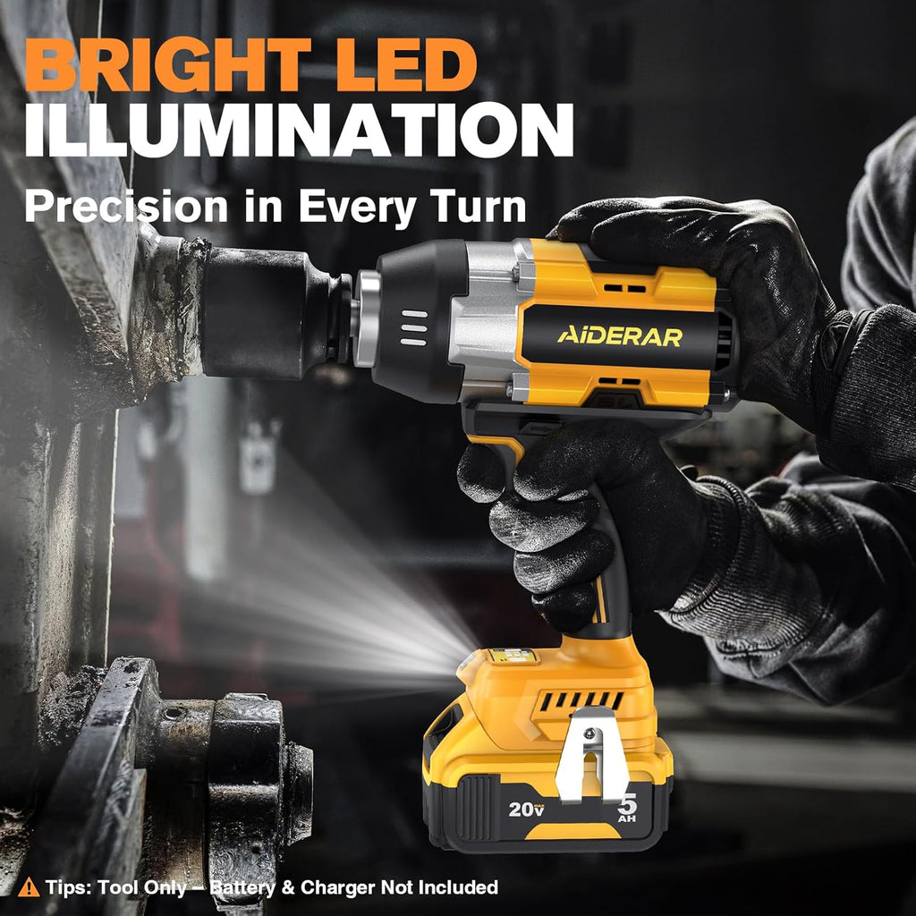 Impact Wrench for DeWalt Battery, 1697Ft-Lbs (2300N.m) Impact Driver, 1/2" Impact Gun 5-Speed High Torque Power Tool for Tire Removal, Rusted Bolts, Heavy Equipment(No Battery)