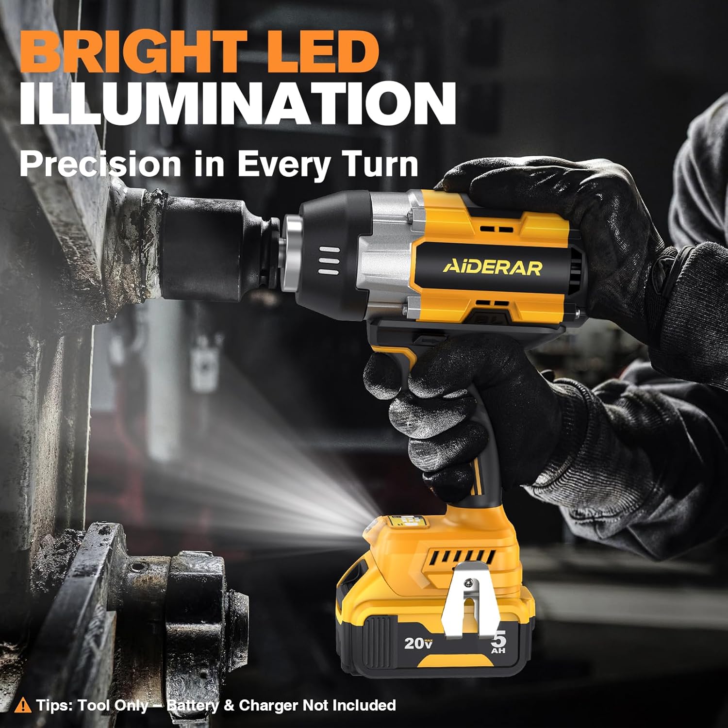 Impact Wrench for DeWalt Battery, 1697Ft-Lbs (2300N.m) Impact Driver, 1/2" Impact Gun 5-Speed High Torque Power Tool for Tire Removal, Rusted Bolts, Heavy Equipment(No Battery)