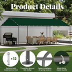 Carport 10x20 FT Heavy Duty Carport Canopy Tent Waterproof，Portable Car Shelter Garage Tent for Backyard Shade,Gathering and Storage for Boats,Cars,Tractors (Green (No Sidewall