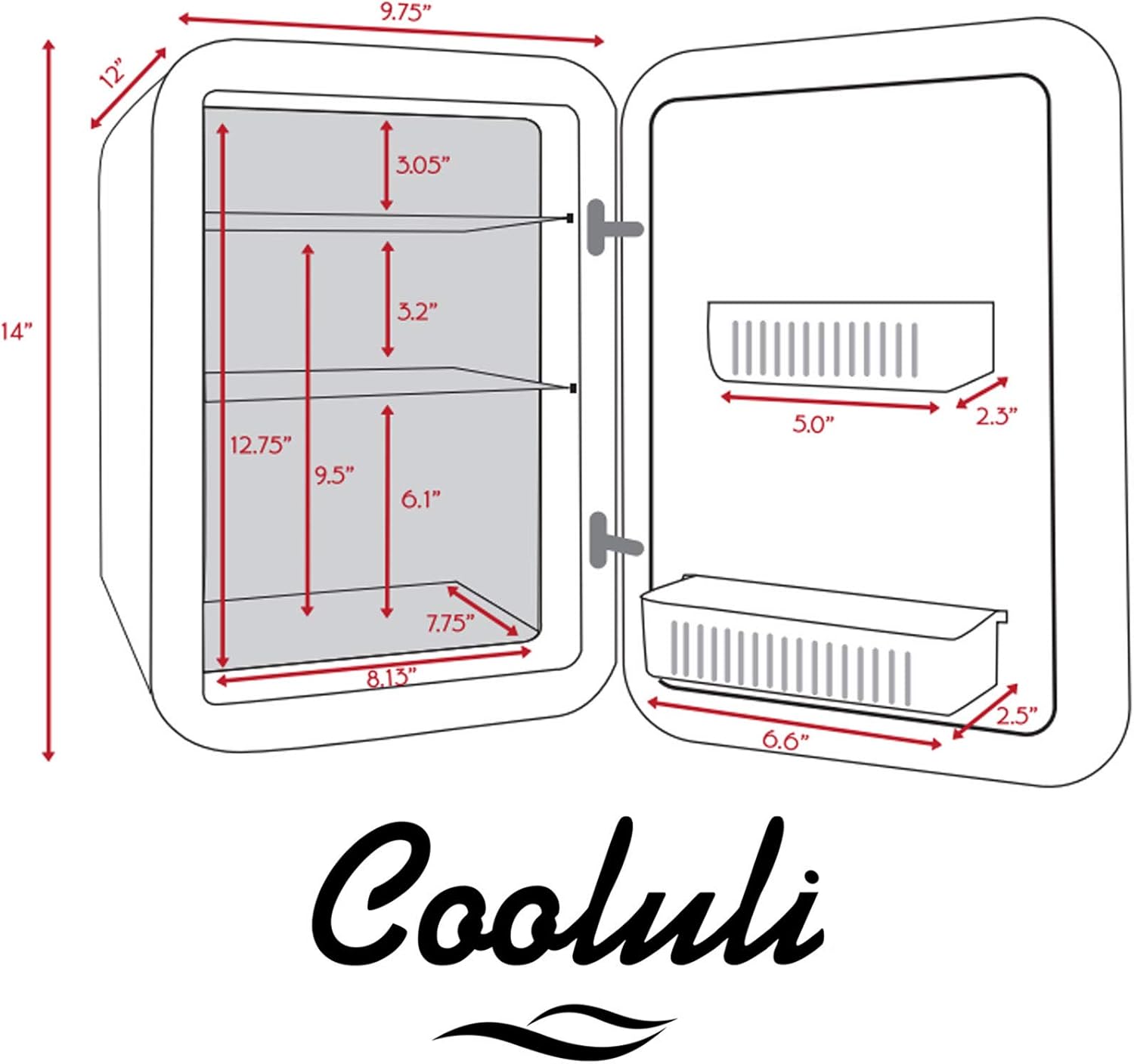 Cooluli 15L Mini Fridge for Bedroom - Car, Office Desk & College Dorm Room - 12V Portable Cooler & Warmer for Food, Drinks, Skin Care, Beauty, Makeup & Cosmetics - AC/DC Small Refrigerator (Pink)