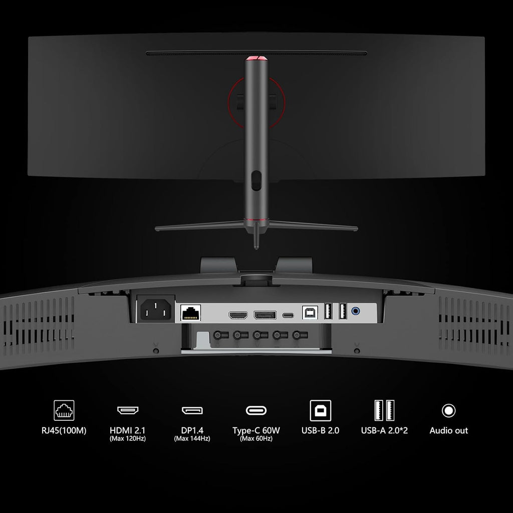 INNOCN 49" Curved Gaming Monitor 144Hz Ultrawide 32:9 WDFHD 3840 x 1080P  R1800  99% sRGB  HDR400  USB Type C  DisplayPort  HDMI  Built-in Speakers  Height/Tilt Adjustable - 49C1G