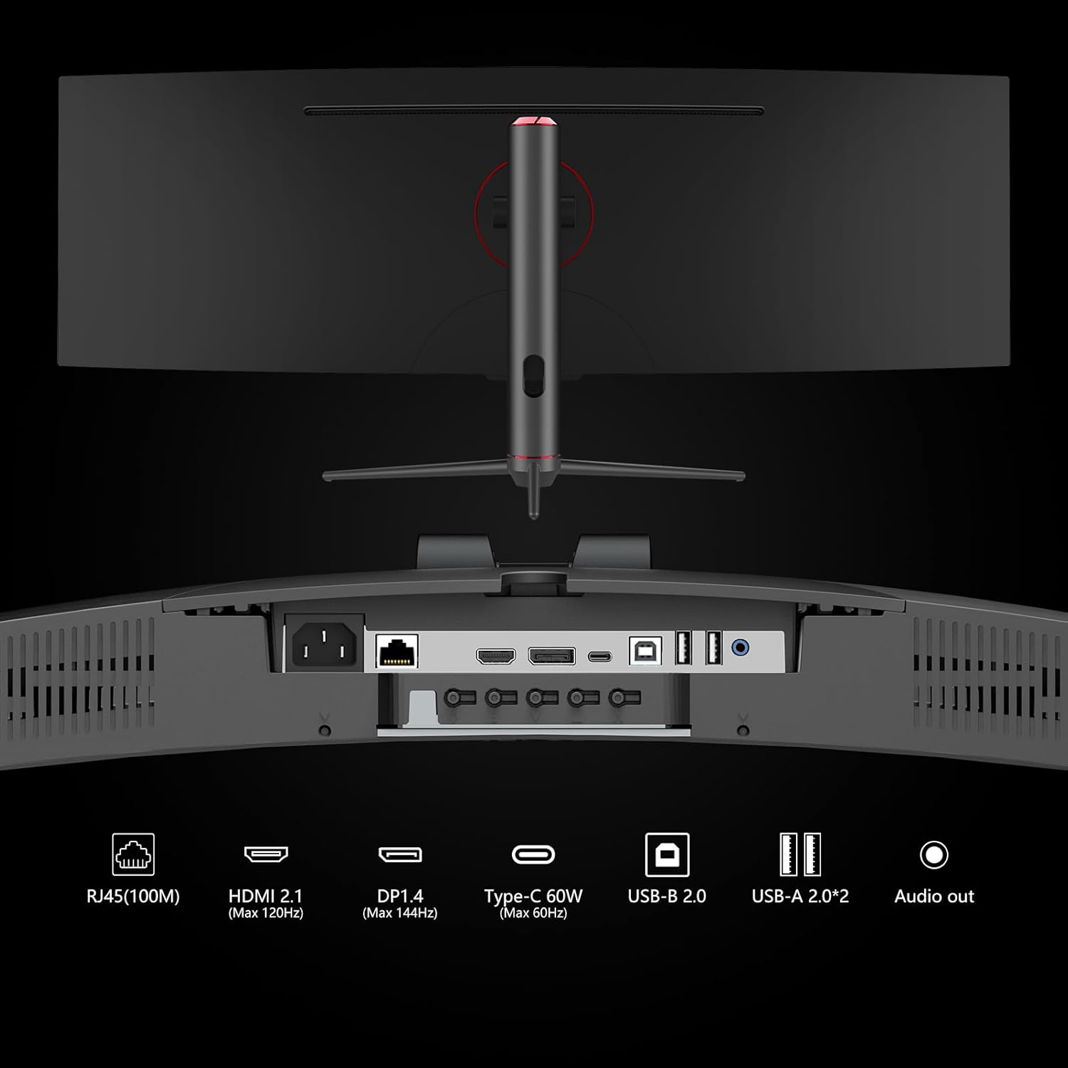 INNOCN 49" Curved Gaming Monitor 144Hz Ultrawide 32:9 WDFHD 3840 x 1080P  R1800  99% sRGB  HDR400  USB Type C  DisplayPort  HDMI  Built-in Speakers  Height/Tilt Adjustable - 49C1G