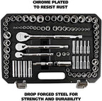 GreatNeck 82-Pc Mechanic Tool Set, SAE & Metric Socket and Ratchet Set, Mechanic Gifts, Tool Box with Tools, 1/4", 3/8", 1/2" Drive, Durable Storage Case