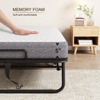 75''x46'' Folding Bed with Mattress for Adults, Large Size Roll Away Bed for Guest, Portable Folded Mattress