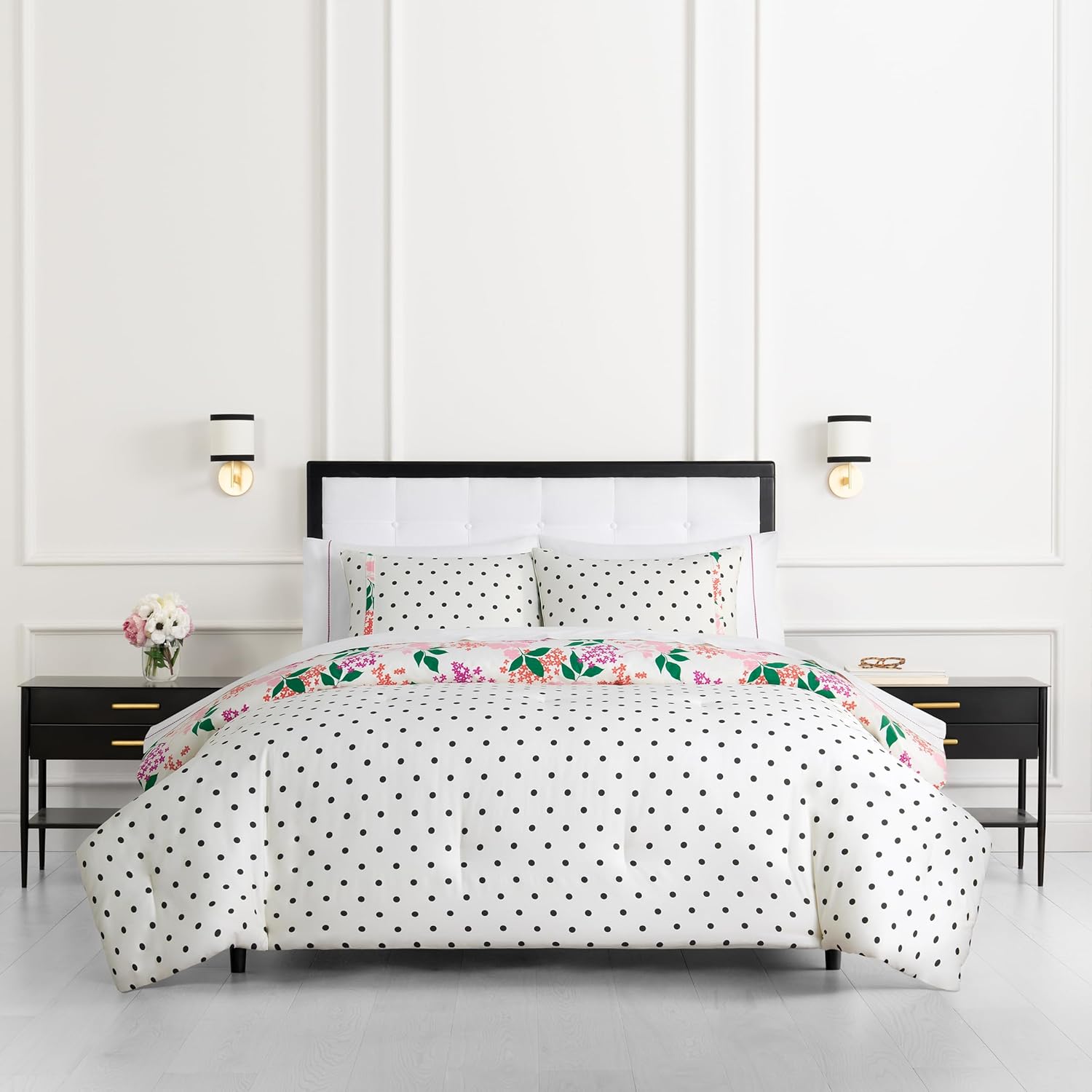 kate spade new york Bold Blossoms Full/Queen Comforter Set, 300 Thread Count Cotton Reversible Cover, All Season 3 Piece Bedding, Machine Washable, Floral Multicolor