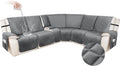 HDCAXKJ 100% Waterproof Velvet Recliner Sectional Couch Covers L Shaped Corner Reclining Sofa Cover Washable Thick Non Slip Sectional Slipcover with Pockets (5 Seat and 1 Middle Console, Grey)